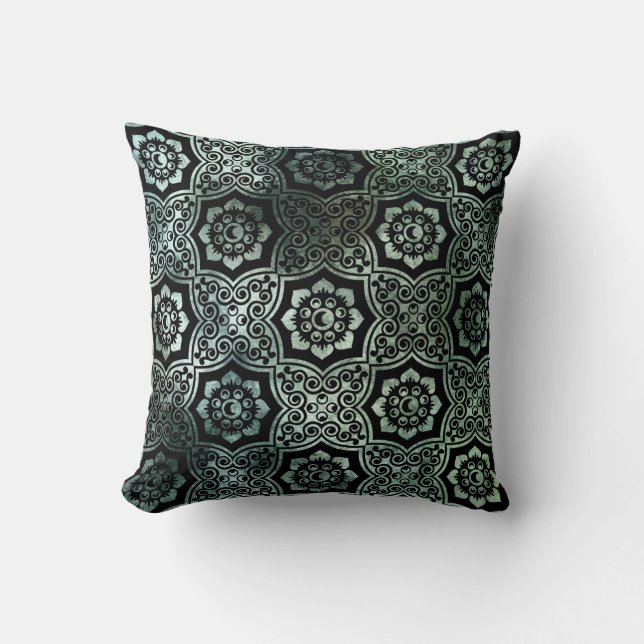 Indische batik - Groen Kussen (Voorkant)