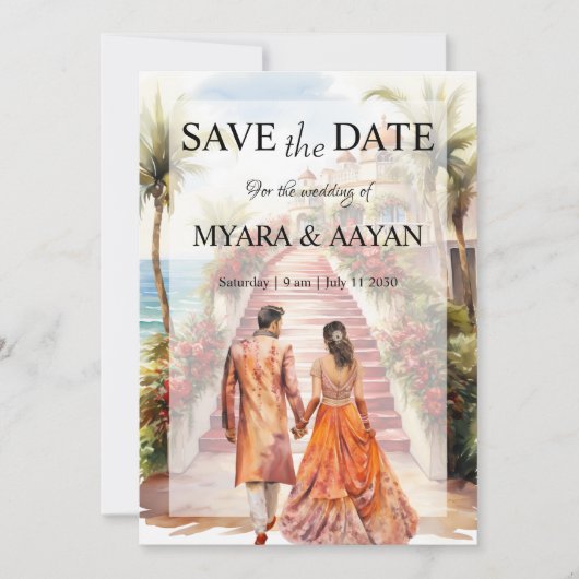 Indische Beach Save the Date uitnodiging Template (Voorkant)