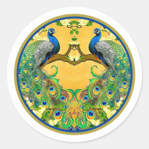  Indische Blauwe Peacocks Ronde Sticker