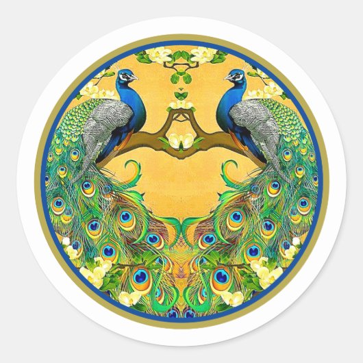  Indische Blauwe Peacocks Ronde Sticker (Voorkant)