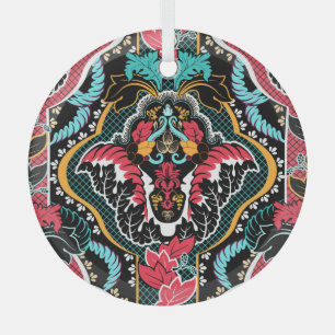 Indische Bloemen:  naadloos behang. Glas Ornament