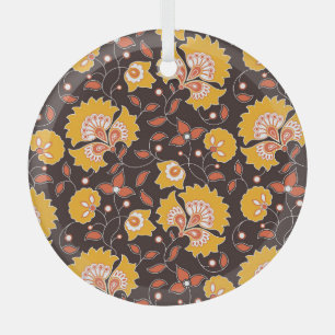 Indische bloemige gekleurde  naadloos glas ornament