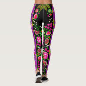 Indische Boho Floral Black en Paars Leggings (Achterkant)