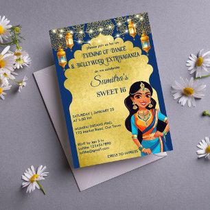 Indische Bollywood-meisjes verjaardagsfeest templa Kaart