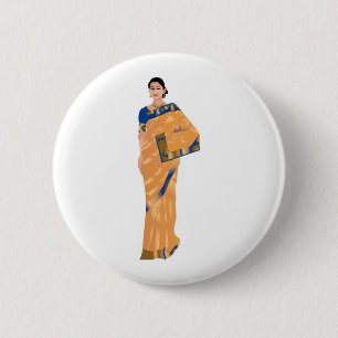 Indische Bride Clipart Ronde Button 5,7 Cm