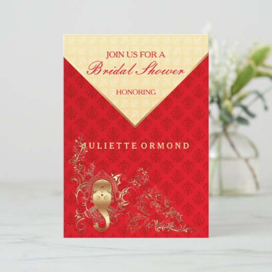 Indische bruiloft - Bridal Shower Uitnodiging (Staand voorkant)