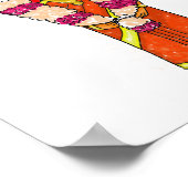 Indische bruiloft Floral Garland Sinaasappel Saree Poster (Hoek)