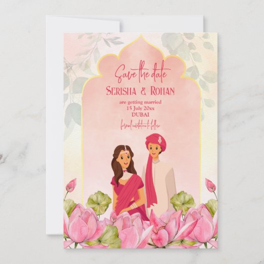 Indische bruiloft, met uitzondering van de datum l kaart (Voorkant)