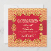 Indische bruiloft, rood en geel kaart (Achterkant)