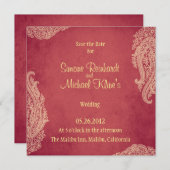 Indische bruiloft-uitnodiging, Mehndi, rood, goud Kaart (Voorkant / Achterkant)
