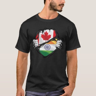 Indische Canadese handpalmen met rootwortelvlag T-shirt