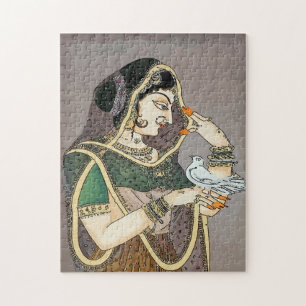 Indische dame en duif legpuzzel