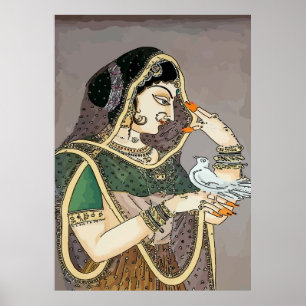 Indische dame met Dove Poster
