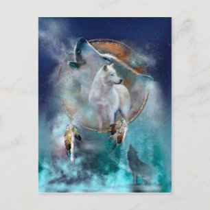 Indische dreamcatcher en etnische stammenwolf briefkaart
