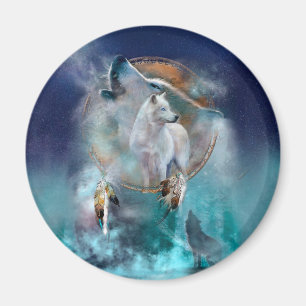 Indische dreamcatcher en etnische stammenwolf magneet