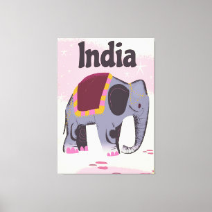 Indische Elephant vintage poster print. Canvas Afdruk