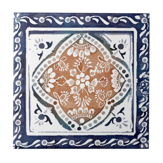 Indische Floral Tile 1 Tegeltje (Voorkant)