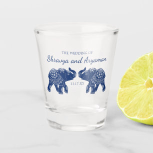 Indische Gedekte olifanten op Royal Blue Wedding Shot Glas