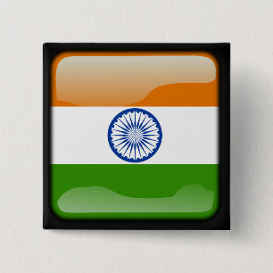 Indische gepolijst vlag vierkante button 5,1 cm