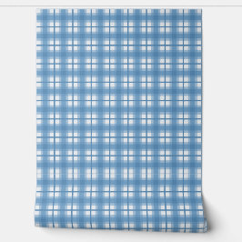 Indische Gingham - Blauwe Bes Zachtblauw Behang