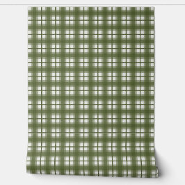 Indische Gingham - Olijfgroene Camouflage Behang