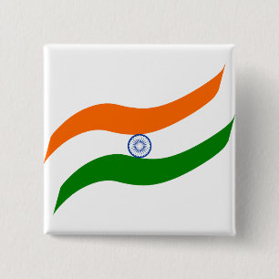 Indische golvende vlag vierkante button 5,1 cm