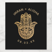 Indische gouden hamsa Henna Wijnlabel Wijn Etiket (Enkel label)