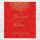 Indische goudkleurige rode gouden kleuren met mode wijn etiket (Enkel label)