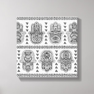 Indische hand Drawn Hamsa Doodle 6 Canvas Afdruk