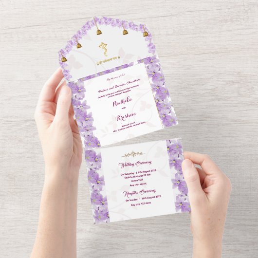 Indische Hindoe Ganesha levendig aquarel All In One Uitnodiging (Afscheurbaar)