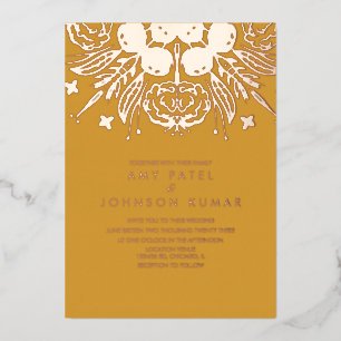 Indische hindoe Hand Drawn Wedding geperst Folie Uitnodiging