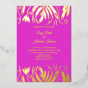 Indische hindu Drawn Swirls Floral Weddenschap gep Folie Uitnodiging