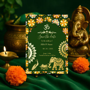 Indische huwelijksdatum besparen gouden Indiase mo Folie Uitnodiging