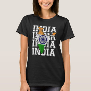 Indische kaart en vlag Souvenir in nood India voor T-shirt