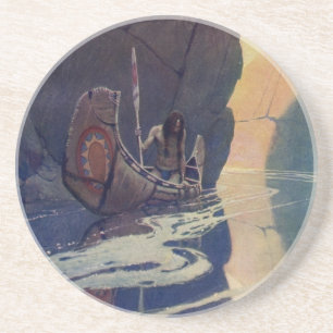 Indische Kano Paddling Sun Classic Zandsteen Onderzetter