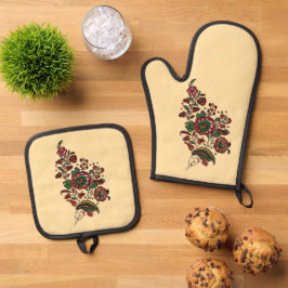 Indische katoenen Chintz stof Ovenwant & Pannenlap Set