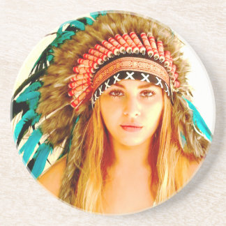 Indische krijger zandsteen onderzetter