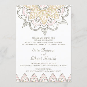 Indische Mehndi Hindu Elegant Sophisticated Weddin Kaart