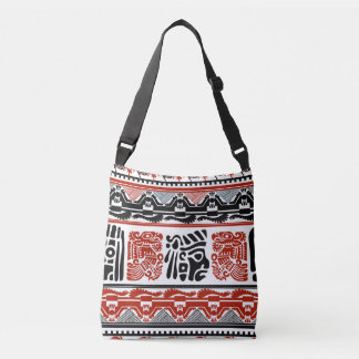 Indische motieven, zwart rood, naadloos patroon. crossbody tas