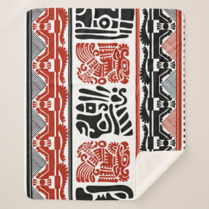 Indische motieven, zwart rood, naadloos patroon. sherpa deken