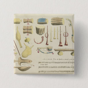 Indische muziekinstrumenten, bord 23 uit Orienta Vierkante Button 5,1 Cm
