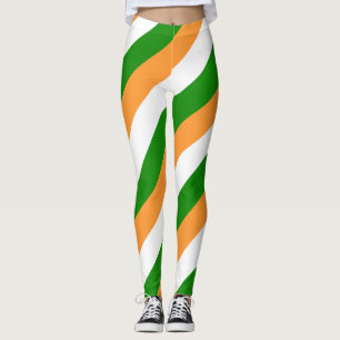 Indische nationale vlag-kleuren diagonaal gestreep leggings