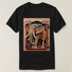Indische Olifant 3D Papier Kunst Design T-shirt