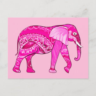 Indische olifant in een Fuchsia Pink Arabesque Pat Briefkaart