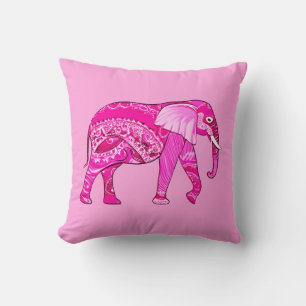 Indische olifant in een Fuchsia Pink Arabesque Pat Kussen