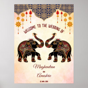 Indische olifant Indische bruiloft, welkomstbord Poster