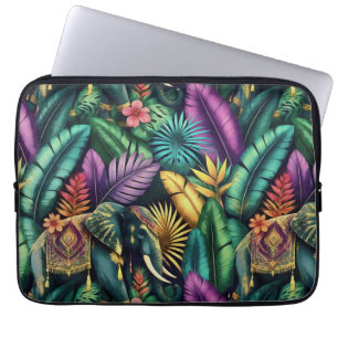 Indische Olifant Jungle Dromen Naadloze Oppervlak Laptop Sleeve