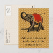Indische olifant met rode doek briefkaart (Voorkant / Achterkant)