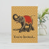 Indische olifant met rode doek kaart (Staand voorkant)