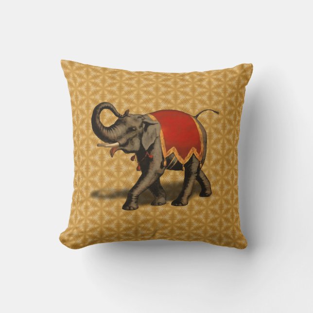 Indische olifant met rode doek kussen (Voorkant)